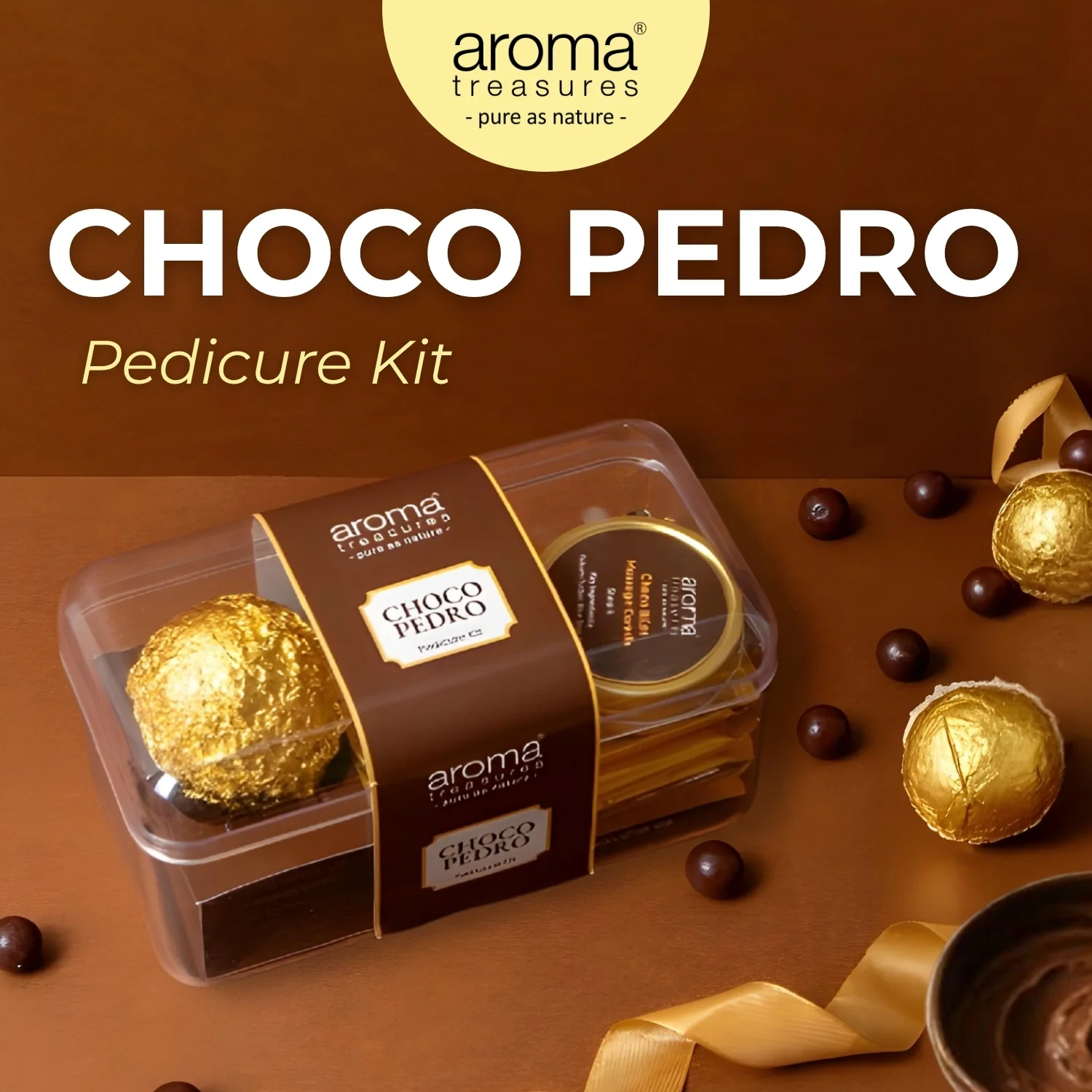 Aroma Treasures Choco Pedro Chocolate Pedicure Kit for Soft & Nourished Feet