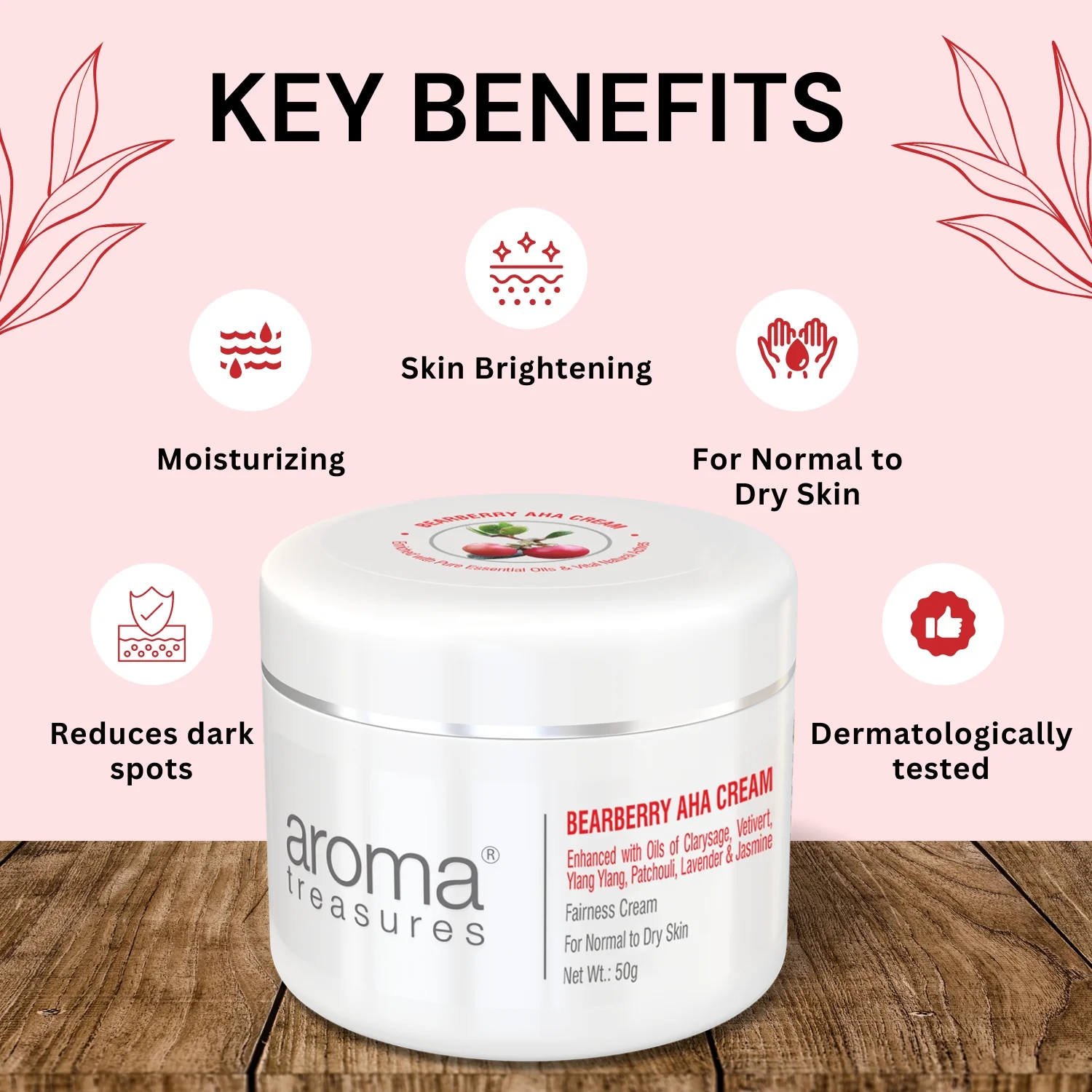 Aroma Treasures BEARBERRY AHA CREAM (For Fairness) - 50g