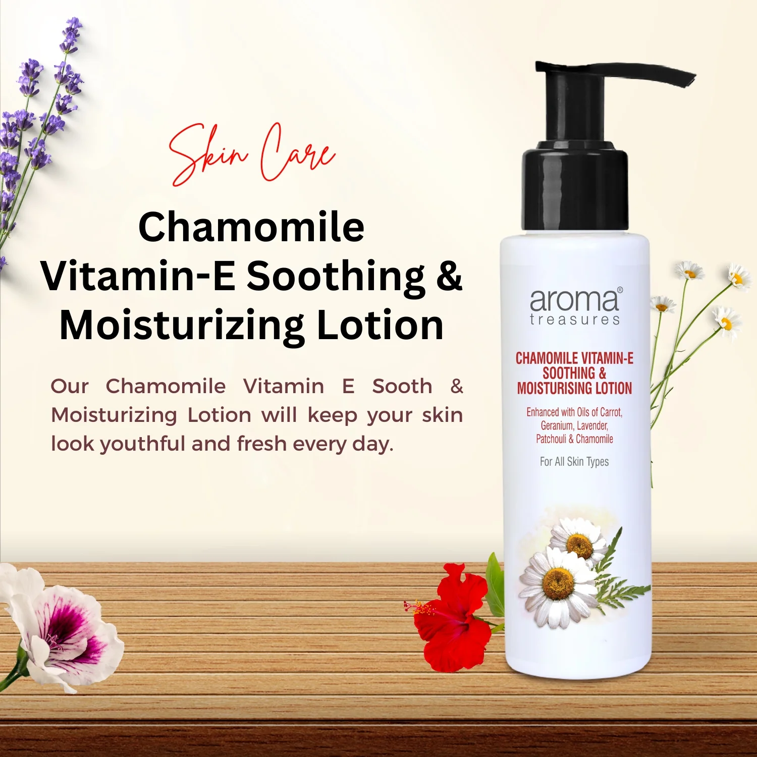 Aroma Treasures Chamomile Vitamin-E Soothing & Moisturizing Lotion - 100ml