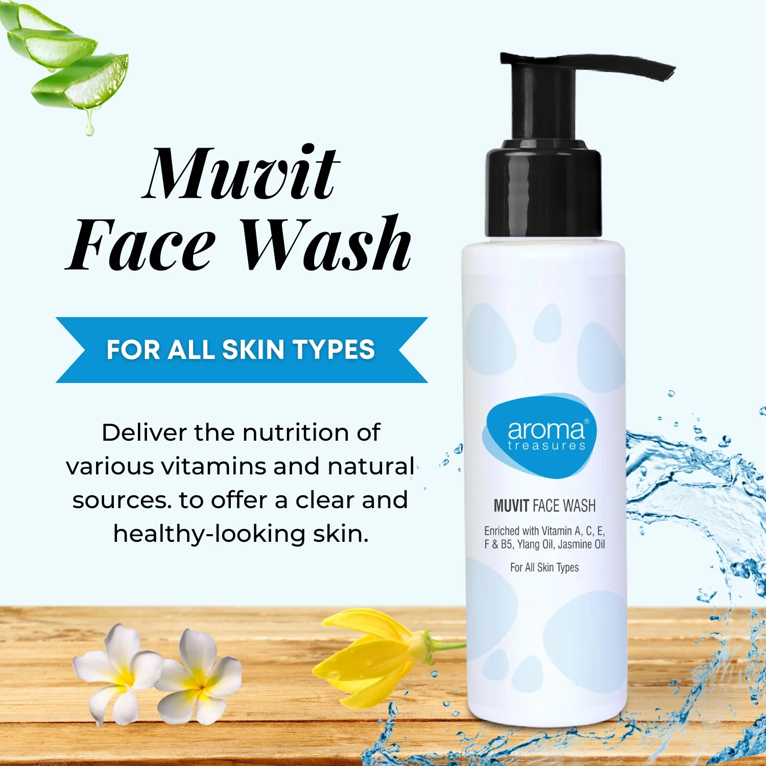 Aroma Treasures Muvit Face Wash 100ml ((Enriched with Vitamin A, C, E, F & B5)