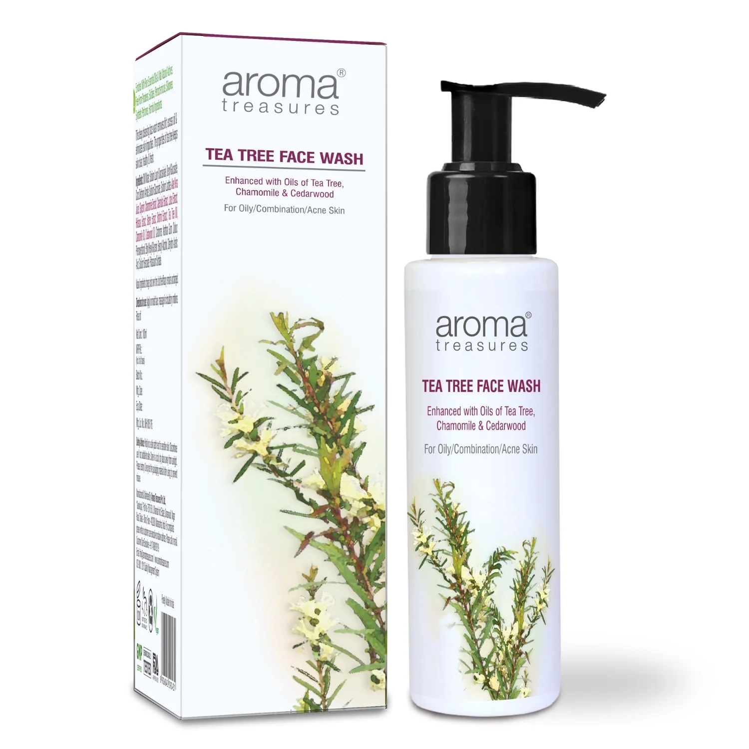 Aroma Treasures Tea Tree Face Wash - For Oily/Combination/Acne Skin (100ml)